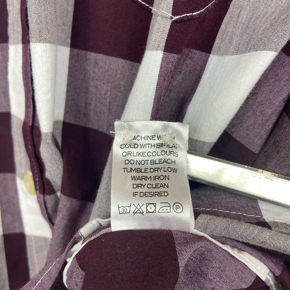 Mason James Men's Long Sleeve Stretch Button Down Shirt Size XXL Maroon/White - Picture 8 of 13